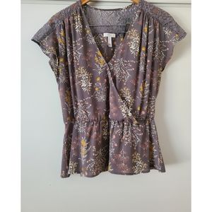 Leith Smocked Peplum Floral Top